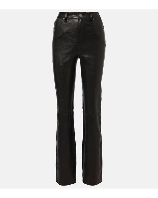 FRAME Black Hose Le High Straight Long Aus Leder