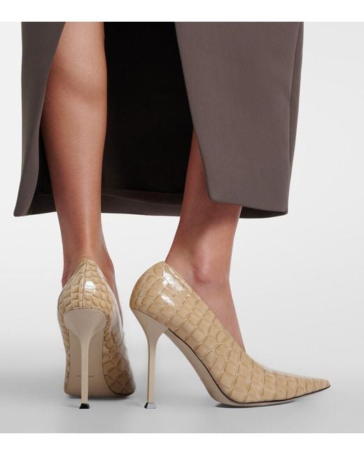 Christen Natural Helix Croc-Effect Patent Leather Pumps