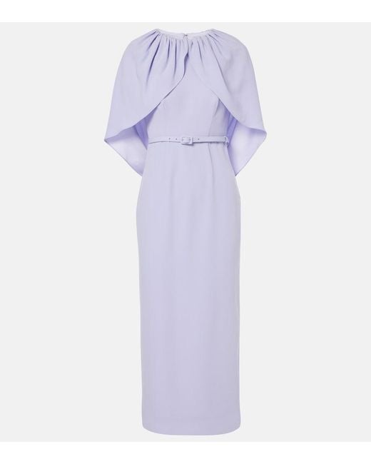 Roland Mouret Purple Caped Crepe Satin Cocktail Dress