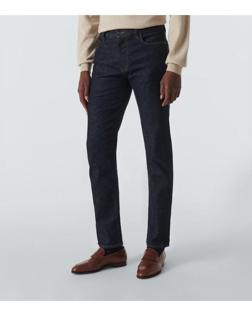 Loro Piana Blue Quarona Mid-Rise Slim Jeans for men