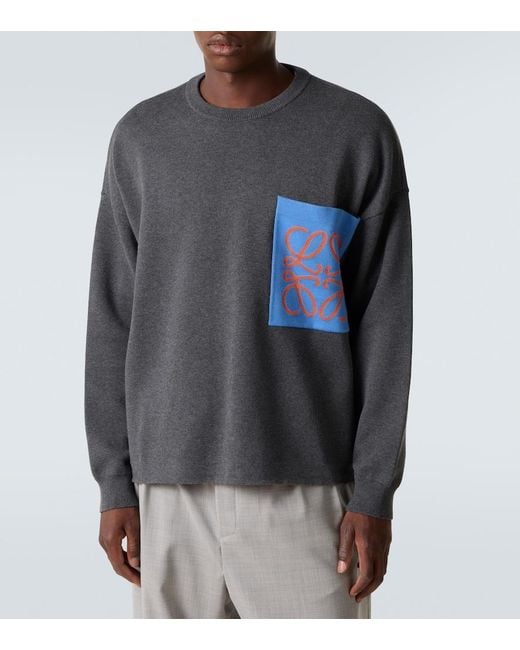 Loewe Gray Anagram Sweater for men