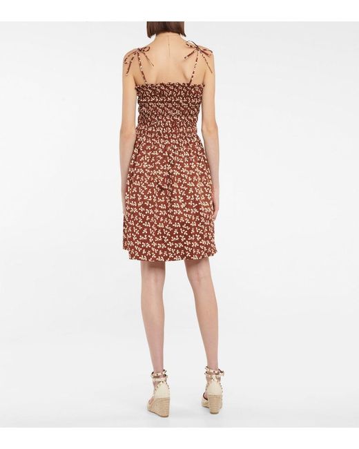 Tory Burch Multicolor Printed Smocked Cotton Minidress