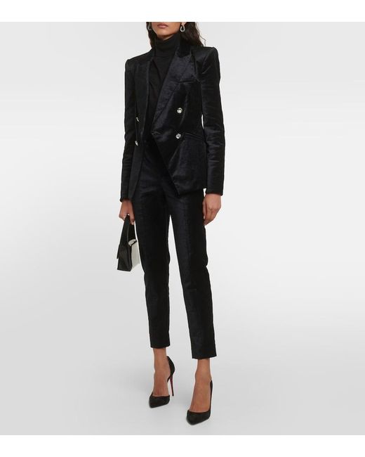 Veronica Beard Blue Honolulu Velvet Slim Pants