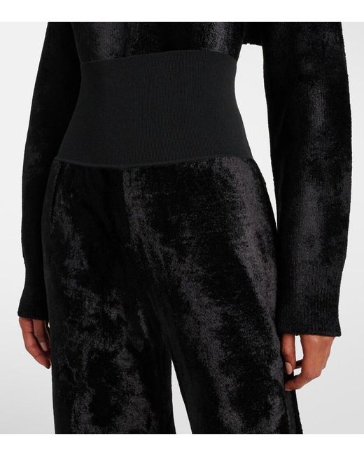Alaïa Black Velvet Straight Pants