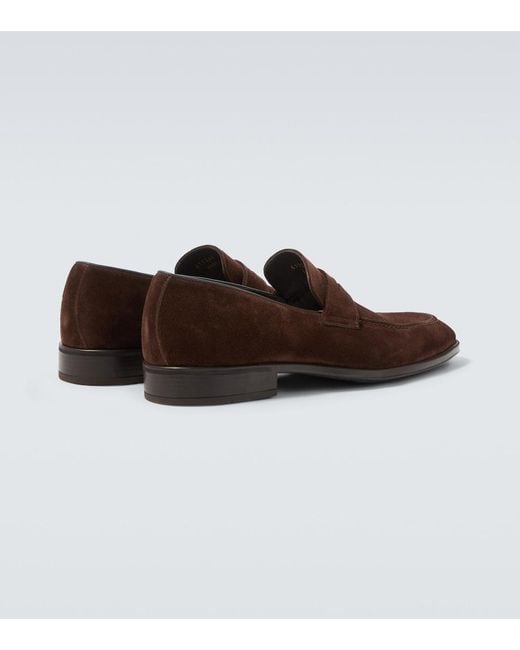 Canali Brown Suede Penny Loafers for men