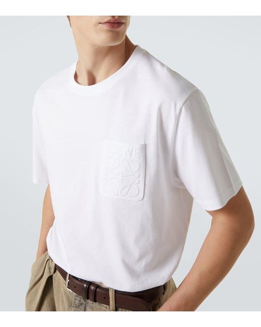 Loewe White Anagram Cotton Jersey T-Shirt for men