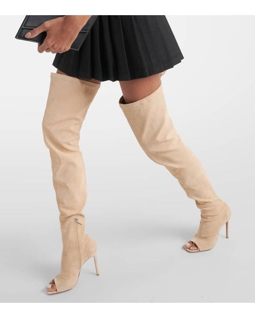 Paris Texas Natural Amanda Suede Over-The-Knee Boots