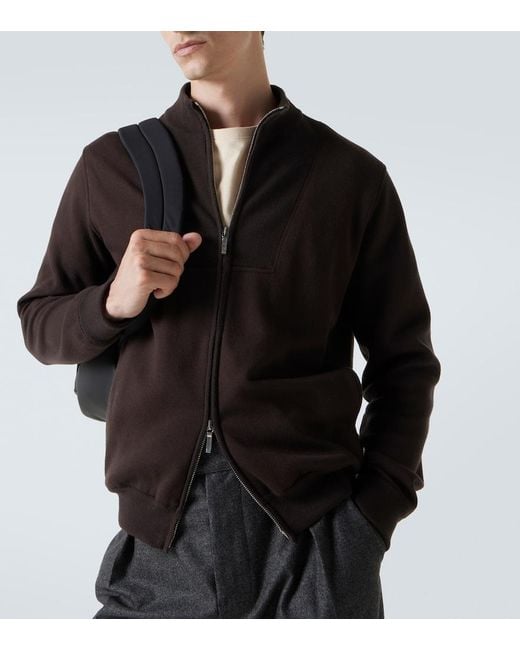 Loro Piana Brown Whitney Cotton-Blend Jersey Bomber Jacket for men