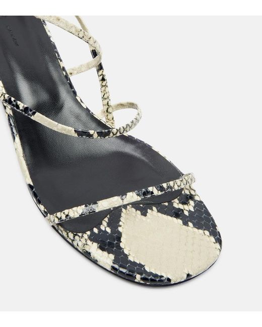 Khaite Metallic Loop 35 Snake-Effect Leather Sandals