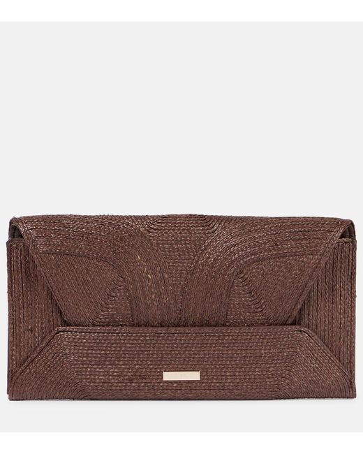 Aquazzura Brown Vacanza Small Raffia Clutch