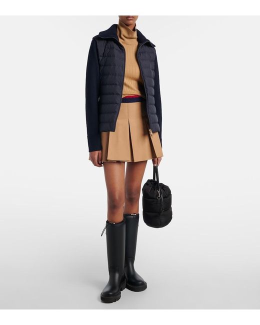 Moncler Blue Paneled Quilted Down Jacket