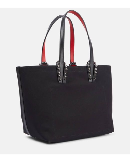トートバッグ Christian Louboutin Cabata Large leather-trimmed tote bag Cabata large - Tote bag - Calf leather and spikes - Black