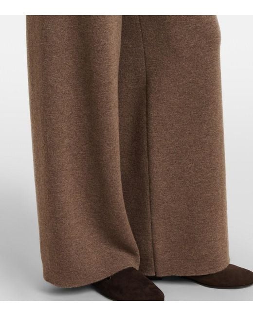 Agnona Brown Cashmere, Wool, And Silk Wide-Leg Pants