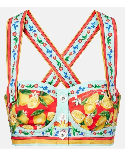 Dolce & Gabbana Orange Printed Bra Top