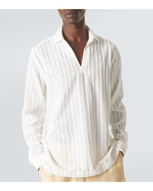 Orlebar Brown White Ridley Striped Polo Shirt for men