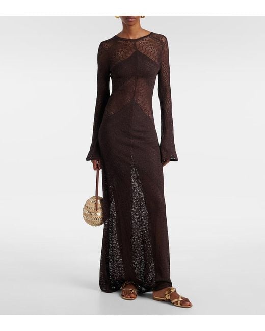 Manolo Blahnik Brown Fiosa Metallic Leather Sandals