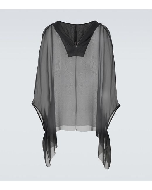 Rick Owens Gray Silk Hoodie for men