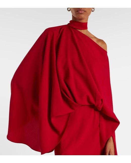 ‎Taller Marmo Red Brooks Scarf-Detail Crepe Maxi Dress