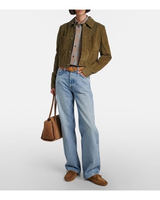 Le Monde Beryl Brown Driver Embroidered Suede Loafers