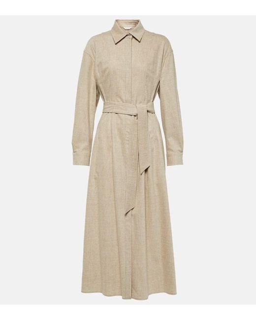 【Max Mara】 Edroウールアンドカシミヤシャツドレス Max Mara Edro Wool And Cashmere Shirt Dress in Natural | Lyst