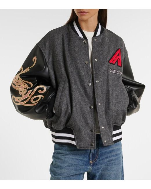 The Attico Black Wool-Blend Varsity Jacket