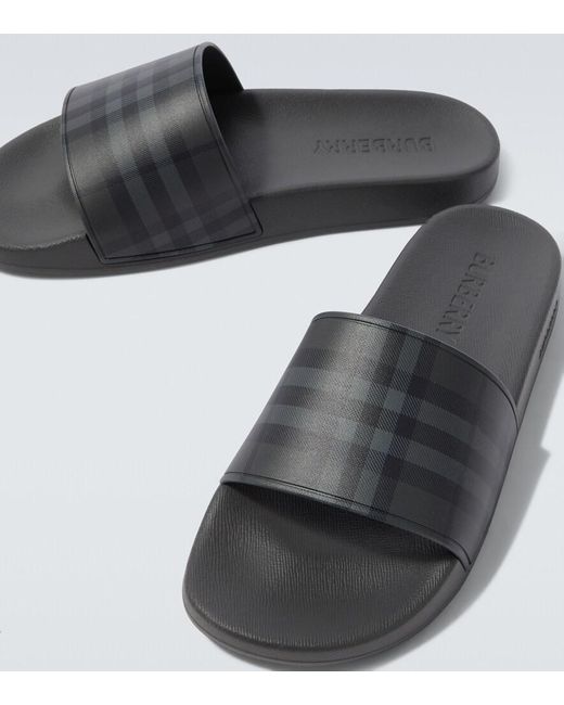 Burberry Black Check Slides for men