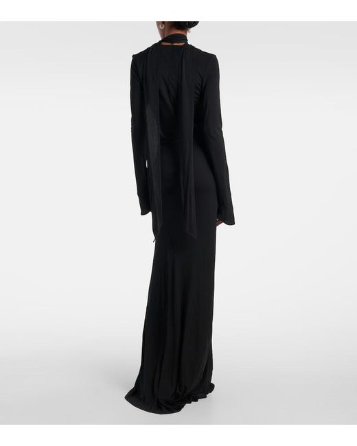 The Attico Black Cutout Crepe Maxi Dress