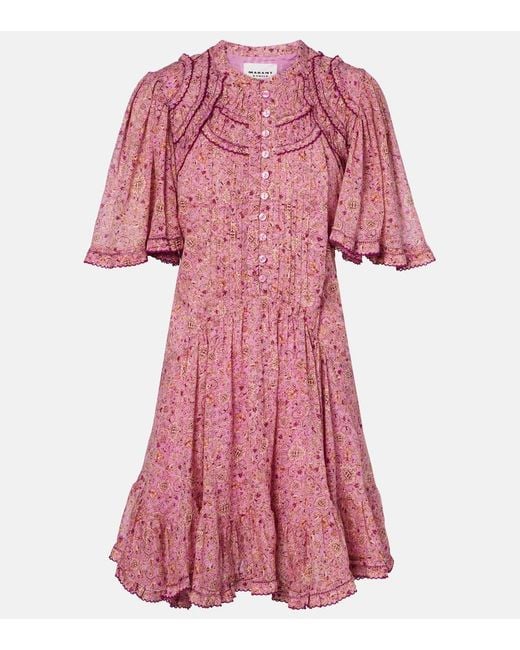 Isabel Marant Pink Celyn Ruffled Cotton Minidress