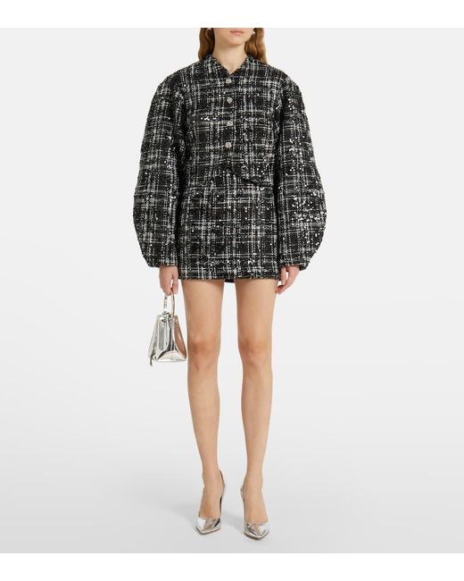 ROTATE BIRGER CHRISTENSEN Black Sequined Boucle Jacket
