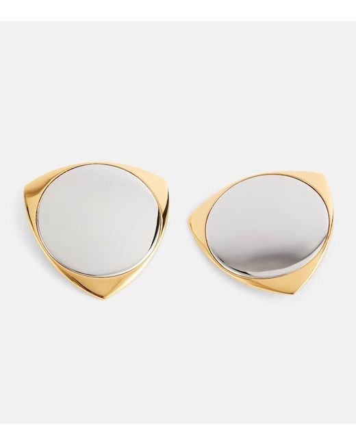 Saint Laurent White Shield Clip-on Earrings