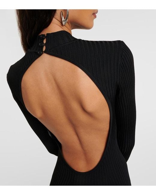 Staud Black Palmira Ribbed-Knit Maxi Dress