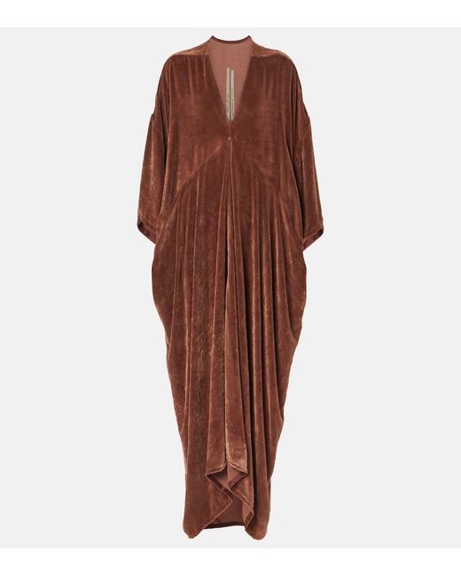 Rick Owens Brown Tommykite Gathered Jersey Gown