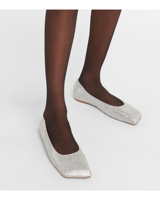 AMINA MUADDI Metallic Ane Embellished Suede Ballet Flats