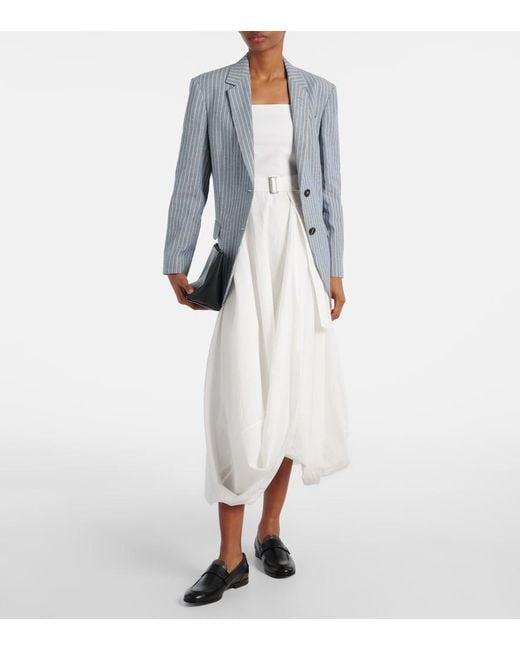 Brunello Cucinelli White Cotton-Blend Midi Dress