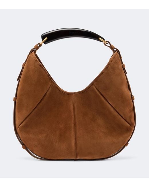 Saint Laurent Brown Mombasa Medium Suede Shoulder Bag