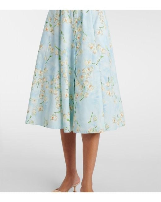 Emilia Wickstead Blue Cotton Floral Emmalyna Midi Dress