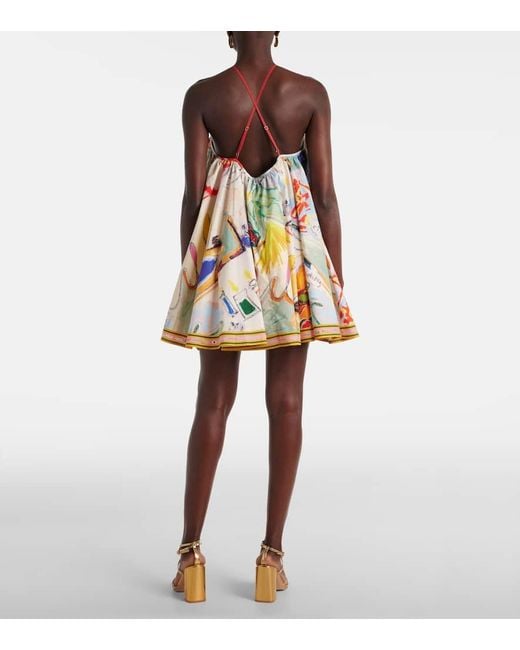 ALÉMAIS White La Charrasca Printed Cotton Minidress