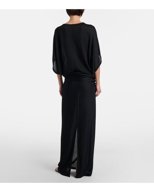 The Row Black Delyra Ruched Jersey Gown