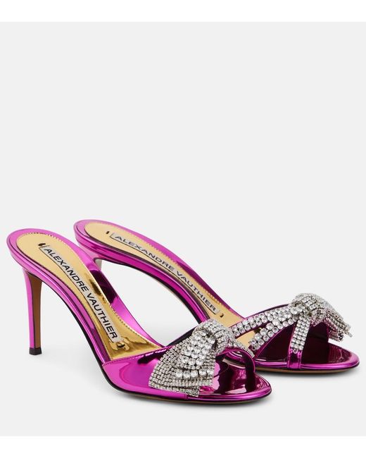 Alexandre Vauthier Pink Shooting Embellished Mules