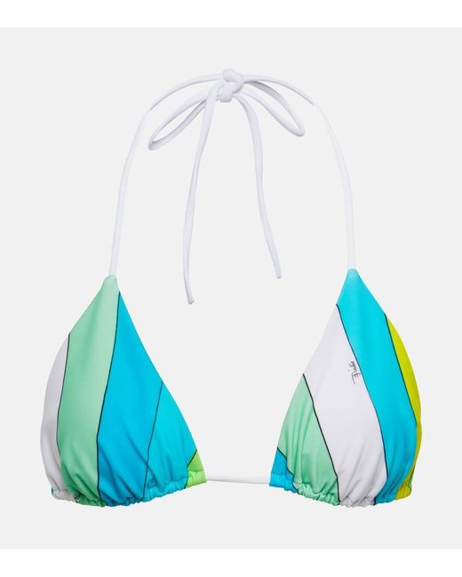 Top bikini con stampa di Emilio Pucci in Blue