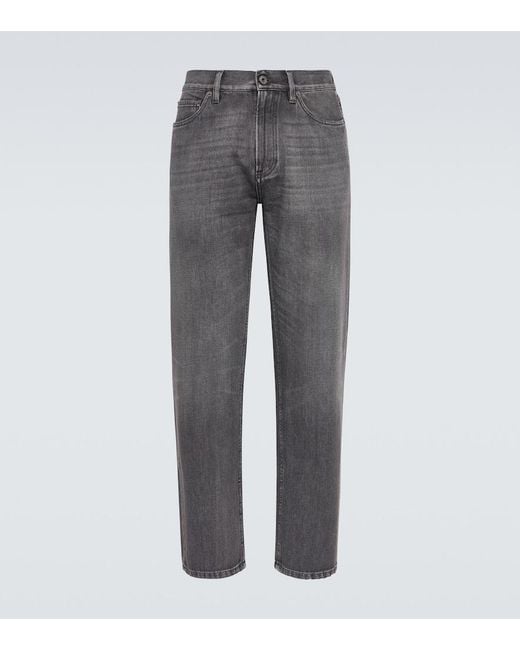 Zegna Gray Roccia Faded Straight Jeans for men