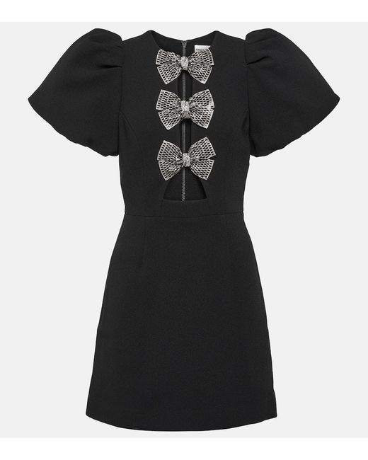 Rebecca Vallance Black Yvonne Embellished Bow-detail Minidress