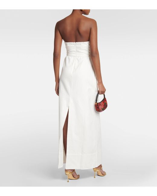 Adriana Degreas White Matelasse Cutout Strapless Maxi Dress