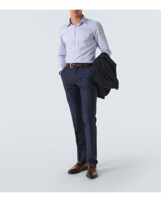 Zegna Blue Trofeo Wool Slim Pants for men