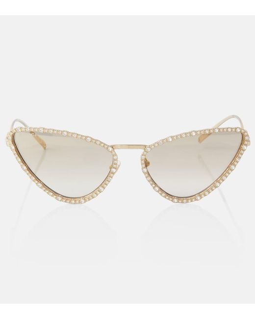 Gucci Natural Verzierte Cat-Eye-Sonnenbrille Interlocking G