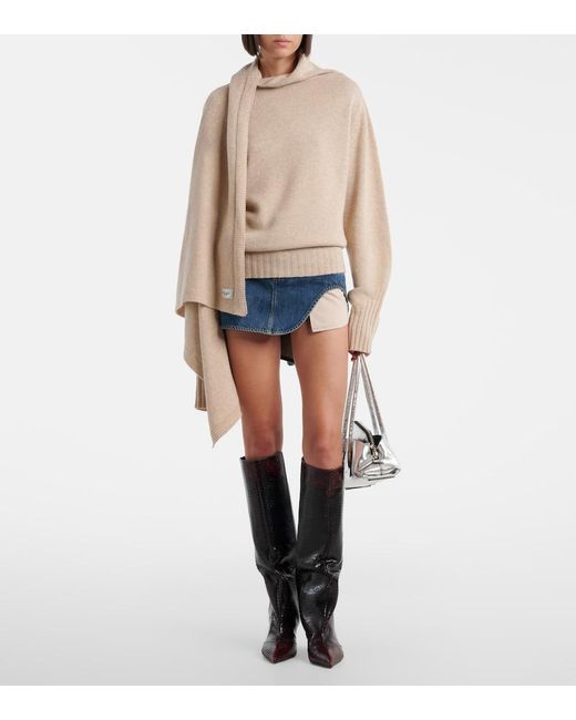 The Attico Natural Scarf-Detail Virgin Wool Sweater