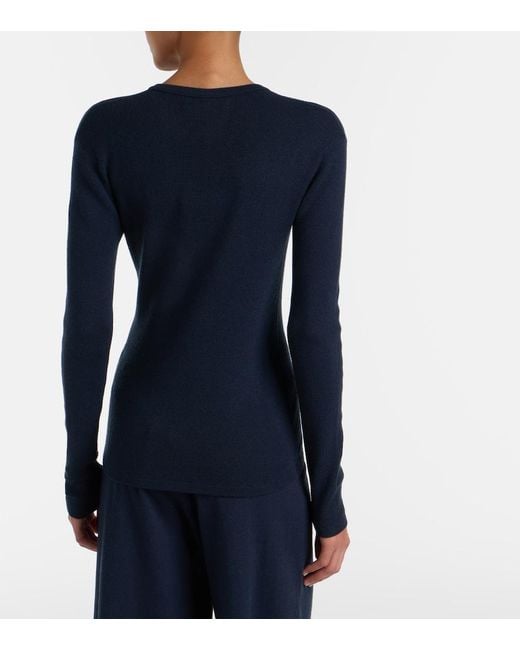 Lisa Yang Blue Vivian Cotton And Cashmere Sweater