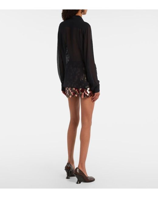 Dries Van Noten Blue Crystal-Embellished Sheer Shirt