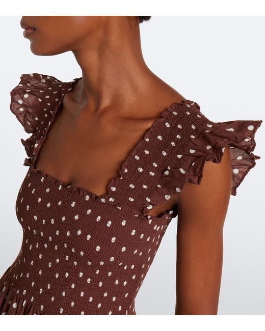Rixo Purple Kendall Polka Dot Cotton Midi Dress