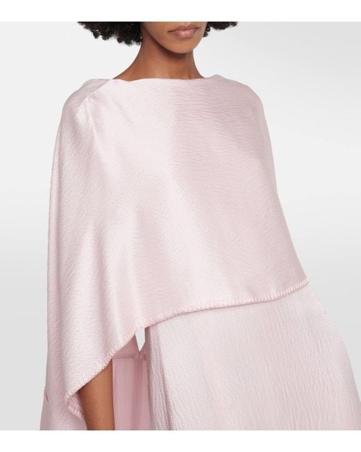 Gabriela Hearst Pink Caped Silk Satin Gown